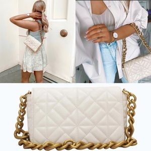 Creamy white ivory color quilted bag
